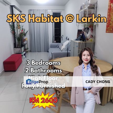 SKS Habitat @ Larkin 3 Bedrooms Fully Furnished Unit For Rent, Johor, Johor Bahru