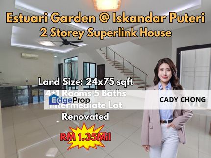 Estuari Garden @ Iskandar Puteri Double Storey Superlink House Renovated Unit For Sale, Johor, Nusajaya