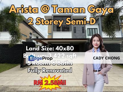 Arista @ Taman Gaya Double Storey Semi-D Fully Renovated Unit For Sale, Johor, Ulu Tiram
