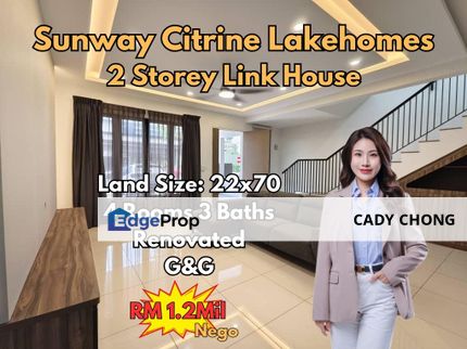 Sunway Citrine Lakehomes Double Storey Link House Renovated Unit For Sale, Johor, 