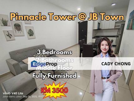 Pinnacle Tower 3 Bedrooms Fully Furnished For Rent, Johor, Johor Bahru