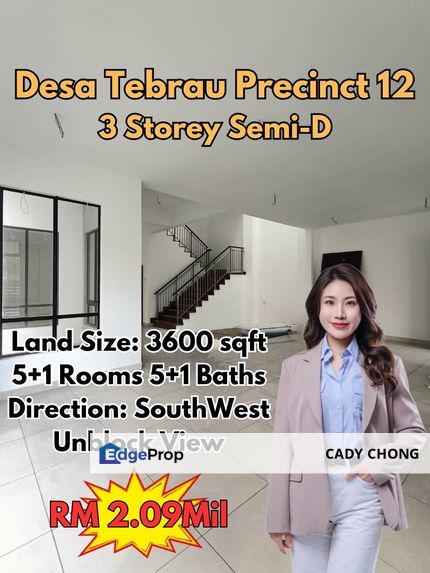 Desa Tebrau Precinct 12 3 Storey Semi-D For Sale, Johor, Johor Bahru