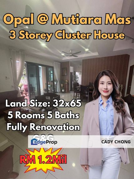 Opal @ Mutiara Mas 3 Storey Cluster House Fully Renovation For Sale, Johor, Skudai