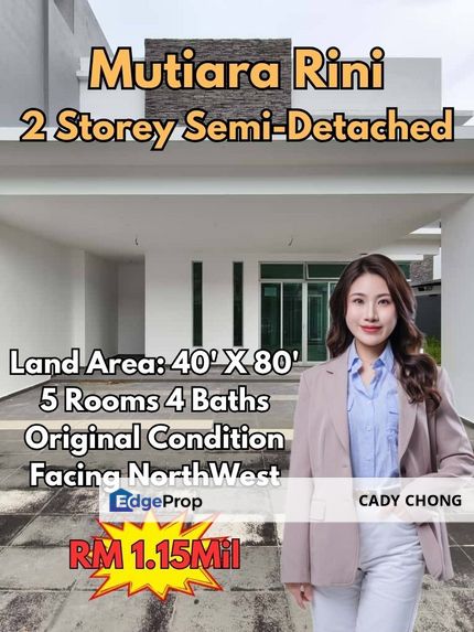 Mutiara Rini Double Storey Semi-D Original Condition For Sale, Johor, Skudai