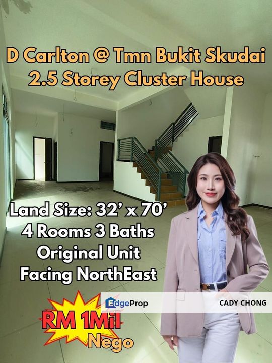 D Carlton @ Taman Bukit Skudai 2.5 Storey Cluster House Original Unit For Sale, Johor, Skudai