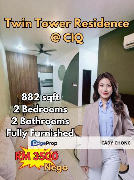 Twin Tower Residence @ CIQ Fully Furnished Unit For Rent, Johor, Johor Bahru