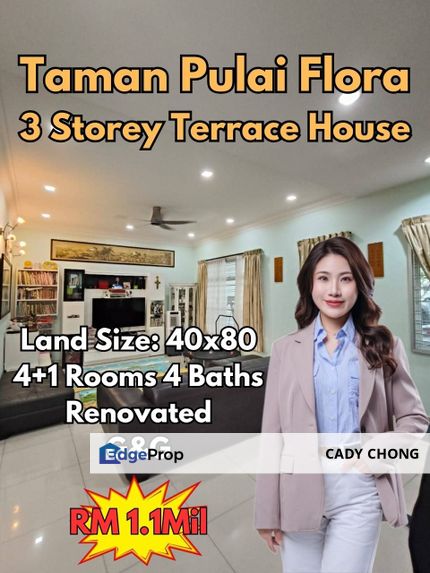 Taman Pulai Flora 3 Storey Terrace House Renovated Unit For Sale, Johor, Skudai