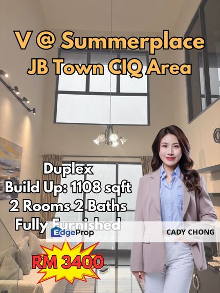 V @ Summerplace Fully Furnished Duplex For Rent, Johor, Johor Bahru