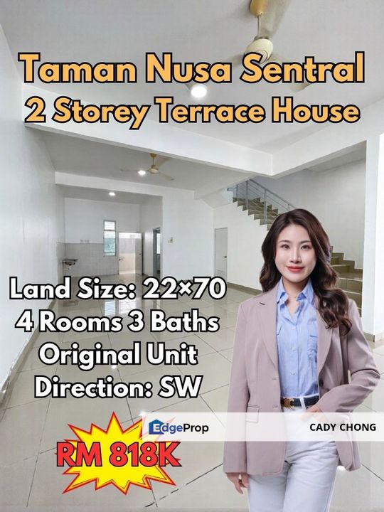 Nusa Sentral Double Storey Terrace House Original Unit For Sale, Johor, 
