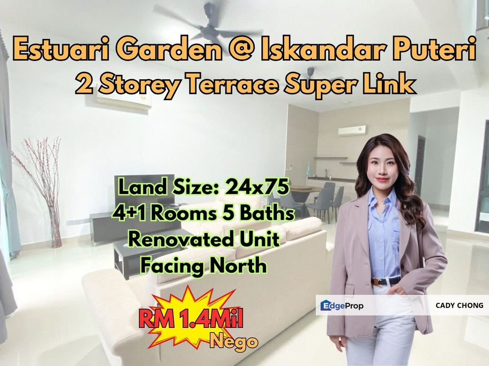 Estuari Garden @ Iskandar Puteri Double Storey Superlink House Renovated Unit For Sale, Johor, Nusajaya