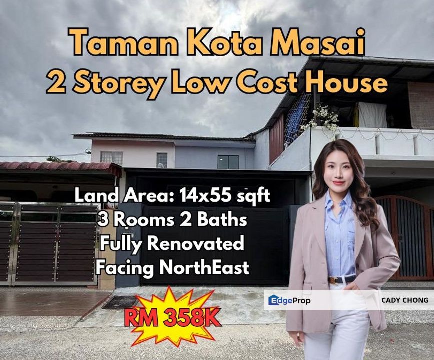 Kota Masai 2 Double Storey Low Cost House Fully Renovated Unit For Sale, Johor, Pasir Gudang