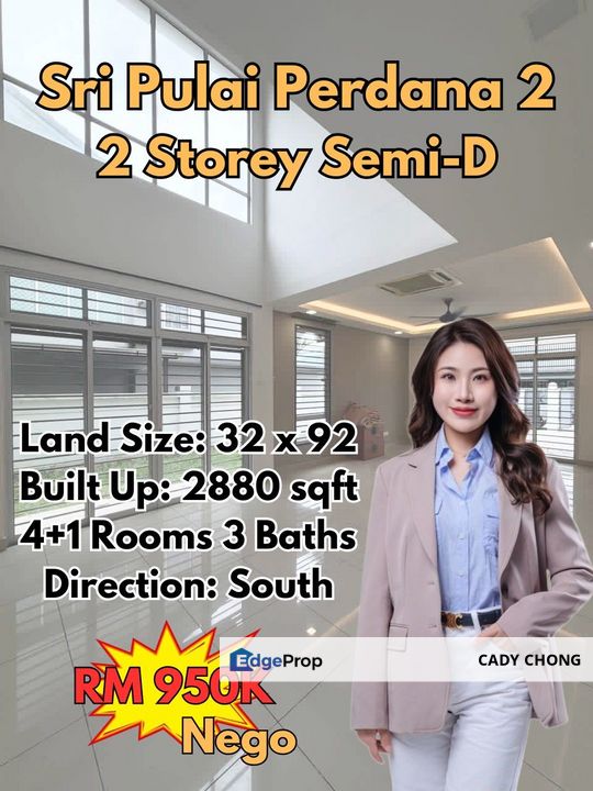Taman Sri Pulai Perdana 2 Double Storey Semi-D For Sale, Johor, Skudai