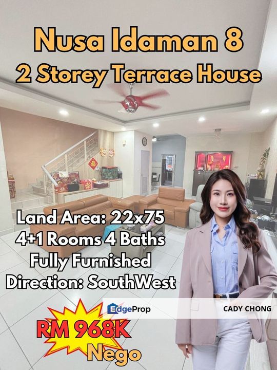Nusa Idaman Double Storey Terrace House Fully Furnished Unit For Sale, Johor, Nusajaya