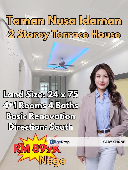 Nusa Idaman Double Storey Terrace House Basic Renovation Unit For Sale, Johor, Nusajaya