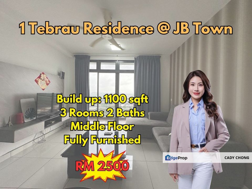 1 Tebrau Residence @ JB Town 3 Bedrooms Fully Furnished Unit For Rent, Johor, Johor Bahru