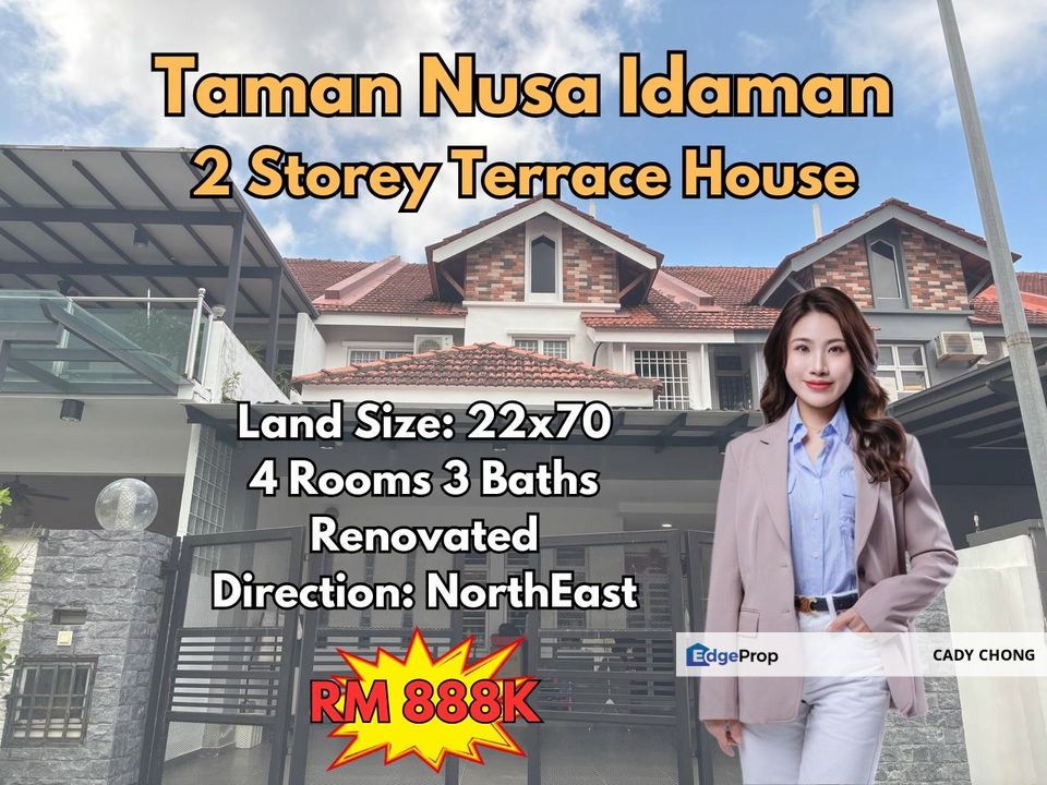 Nusa Idaman Double Storey Terrace House Renovated Unit For Sale, Johor, Nusajaya