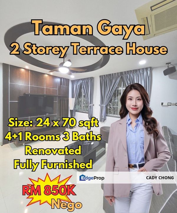 Taman Gaya Double Storey Terrace House Fully Furnished & Renovated Unit For Sale, Johor, Ulu Tiram