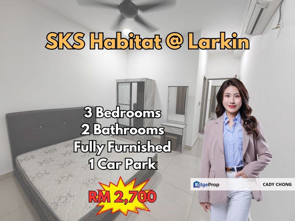 SKS Habitat @ Larkin 3 Bedrooms Fully Furnished Unit For Rent, Johor, Johor Bahru