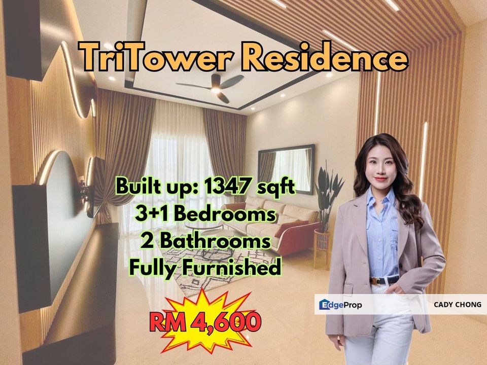 TriTower Residence Fully Furnished Unit Walking Distance to CIQ For Rent, Johor, Johor Bahru