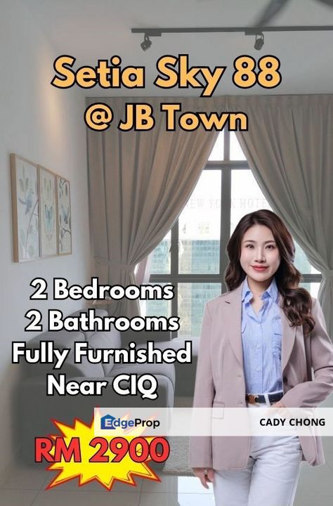 Setia Sky 88 @ JB Town Near CIQ Fully Furnished Unit For Rent, Johor, Johor Bahru