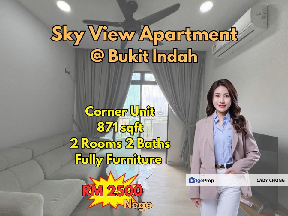 Sky View Apartment @ Bukit Indah Fully Furnished Corner Unit For Rent, Johor, Bukit Indah
