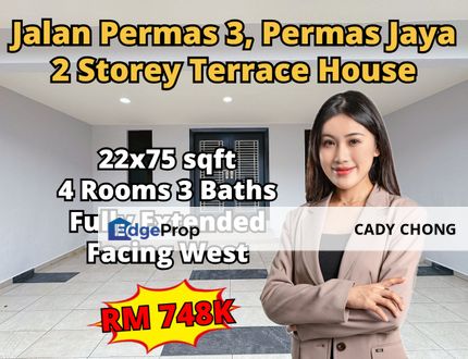 Permas Jaya Jalan Permas 3 Double Storey Terrace House Fully Extended For Sale, Johor, Permas Jaya/Senibong