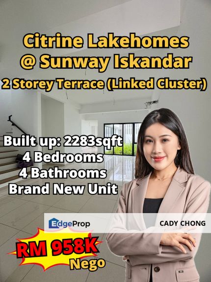 Citrine Lakehomes Sunway Iskandar Double Storey Linked Cluster Brand New Unit For Sale, Johor, 