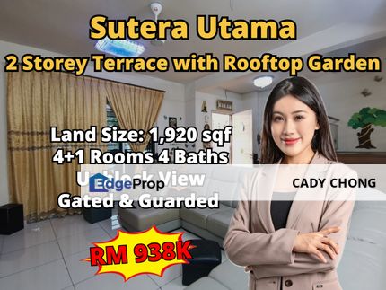 Sutera Utama 2 Storey Terrace with Rooftop Garden For Sale, Johor, Skudai