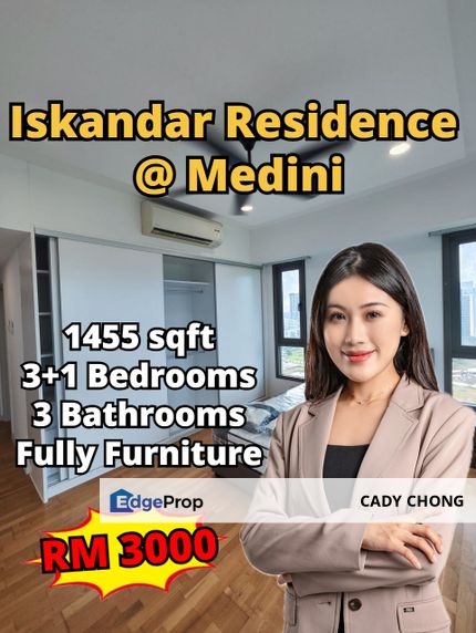 Iskandar Residences @ Medini 3+1 Bedrooms Fully Furnished For Rent, Johor, Nusajaya