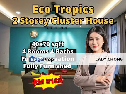 Eco Tropics Double Storey Cluster House Fully Renovated & Fully Furnished For Sale, Johor, Pasir Gudang