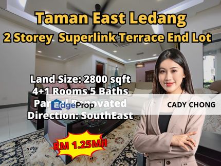 Taman East Ledang Double Storey Superlink Terrace End Lot For Sale, Johor, Nusajaya