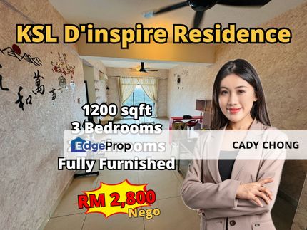 KSL D'Inspire Residence @ Nusa Bestari 3 Bedrooms Fully Furnished For Rent, Johor, Skudai