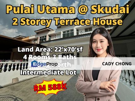 Taman Pulai Utama Double Storey Terrace House For Sale, Johor, Skudai