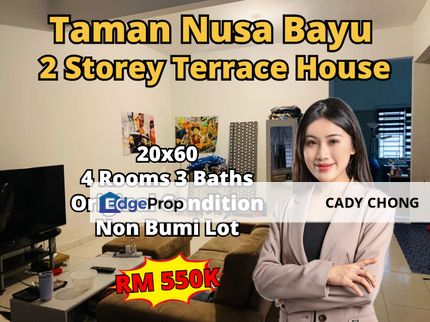 Taman Nusa Bayu Double Storey Terrace House Original Condition For Sale, Johor, Nusajaya