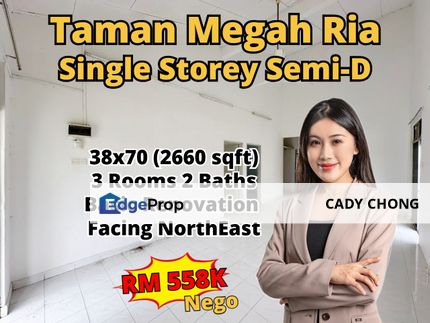 Taman Megah Ria Single Storey Semi-D Basic Renovation For Sale, Johor, Masai