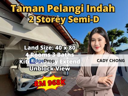 Taman Pelangi Indah Double Storey Semi-D Unblock View For Sale, Johor, Ulu Tiram