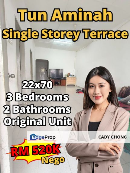 Taman Ungku Tun Aminah Single Storey Terrace House Original Unit For Sale, Johor, Skudai