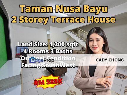 Taman Nusa Bayu 2 Storey Terrace House Original Condition For Sale, Johor, Nusajaya