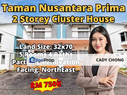 Taman Nusantara Prima Double Storey Cluster House Partially Renovation Unit For Sale, Johor, Nusajaya