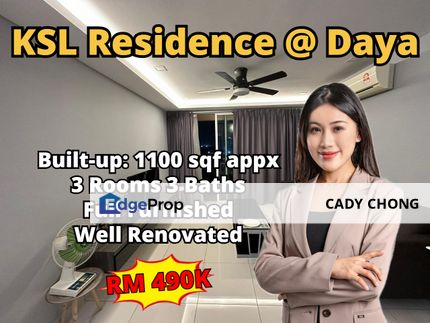 KSL Residences @ Daya 3 Bedrooms Apartment Fully Furnished For Sale, Johor, Johor Bahru