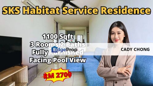 SKS Habitat Service Residence 3 Bedrooms Fully Furnished For Rent, Johor, Johor Bahru