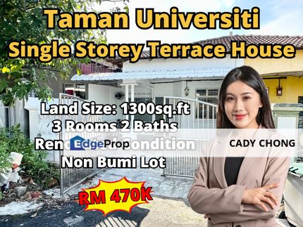 Taman Universiti Single Storey Terrace House Renovated Condition For Sale, Johor, Skudai