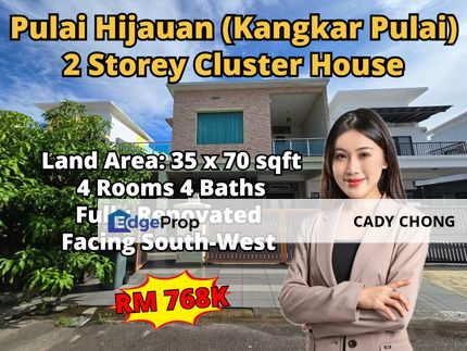 Taman Pulai Hijauan Double Storey Cluster House Fully Renovated For Sale, Johor, Kangkar Pulai