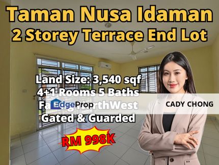 Taman Nusa Idaman Double Storey Terrace House End Lot For Sale, Johor, Nusajaya