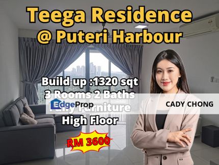 Teega Residence @ Puteri Harbour 3 Bedrooms High Floor Fully Furnished For Rent, Johor, Kota Iskandar