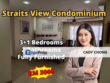 Straits View Condominium 3+1 Bedrooms Fully Furnished For Rent, Johor, Permas Jaya/Senibong