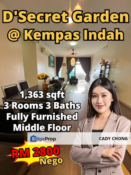 D'Secret Garden@ Kempas Indah 3 Bedrooms Fully Furnished For Rent, Johor, Johor Bahru