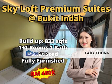 Sky Loft Premium Suites @ Bukit Indah 1+1 Bedrooms Renovated & Fully Furnished For Sale, Johor, Johor Bahru