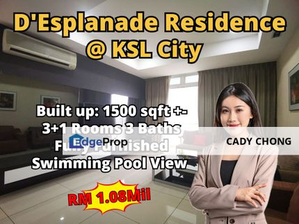 D'Esplanade Residence @ KSL City 3+1 Bedrooms Fully Furnished Unit For Sale, Johor, Johor Bahru