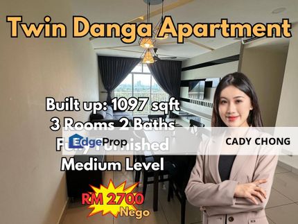 Twin Danga Residence @ Taman Laguna 3 Bedrooms Fully Furnished For Rent, Johor, Johor Bahru